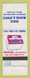 Matchbook Cover - Roach Marine Sports Marion OH Vita Plate Battery