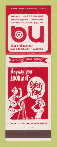 Matchbook Cover - Nott Atwater Company Spokane WA safety