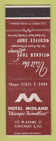 Matchbook Cover - Hotel Midland Chicago IL