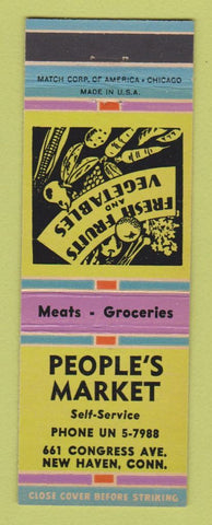 Matchbook Cover - People's Market Grocery New Haven CT