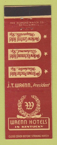 Matchbook Cover - Wrenn Hotels Winchester Richmond Maysville KY