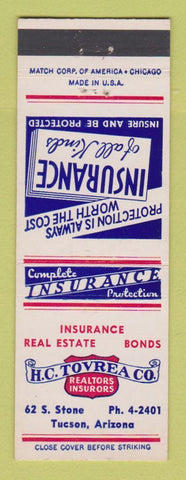 Matchbook Cover - HC Tovrea Insurance Real Estate Tuscon AZ