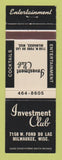 Matchbook Cover - Investment Club Milwaukee WI