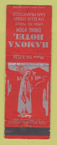 Matchbook Cover - Ramona Hotel San Francisco CA Christmas WORN
