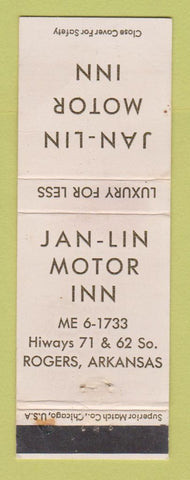 Matchbook Cover - Jan Lin Motor Inn Rogers AR WEAR