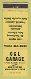 Matchbook Cover - C&L Garage Big Spring TX WEAR