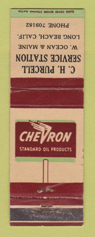 Matchbook Cover - Chevron oil gas CH Purcell Long Beach CA WORN