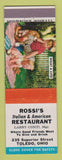 Matchbook Cover - Rossi's Italian American Restaurant Toledo OH