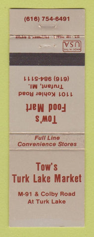 Matchbook Cover - Tow's Food Mark Lake Market Trufant MI WEAR