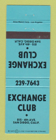 Matchbook Cover - Exchange Club San Diego CA