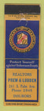 Matchbook Cover - Prew & Ludden Real Estate Insurance WEAR