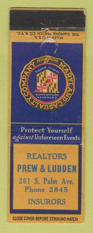 Matchbook Cover - Prew & Ludden Real Estate Insurance WEAR