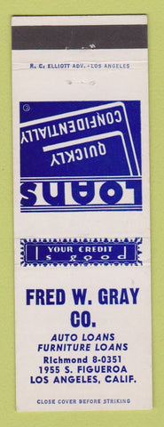 Matchbook Cover - Fred Gray Loans Los Angeles CA