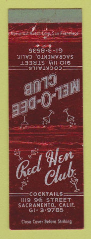 Matchbook Cover - Mel O Dee Club Sacramento CA