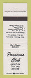 Matchbook Cover - Passions Club Tulsa OK