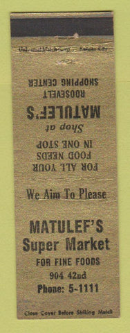 Matchbook Cover - Matulef's Super Market Grocery