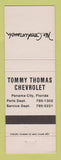 Matchbook Cover - Chevrolet Tommy Thomas Panama City FL Mr Goodwrench