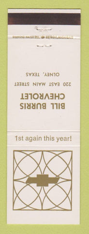 Matchbook Cover - Chevrolet Bill Burris Olney TX