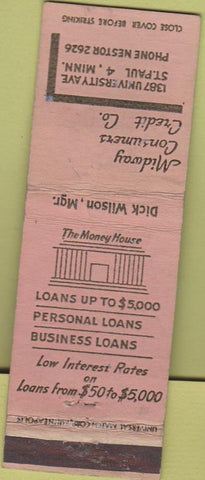 Matchbook Cover - Midway Consumers Credit Bank St Paul MN