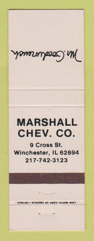 Matchbook Cover - Chevrolet Marshall Winchester IL Mr Goodwrench