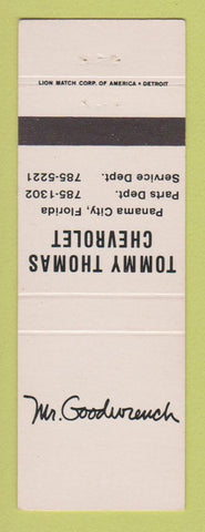 Matchbook Cover - Chevrolet Tommy Thomas Panama City FL Mr Goodwrench