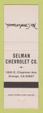 Matchbook Cover - Chevrolet Selman Orange CA Mr Goodwrench