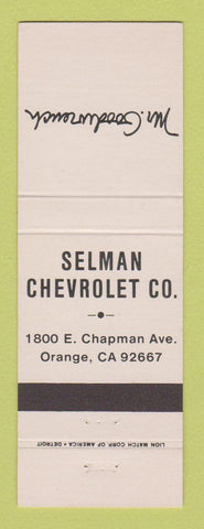 Matchbook Cover - Chevrolet Selman Orange CA Mr Goodwrench