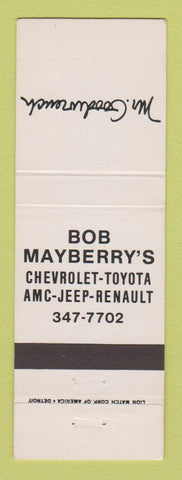 Matchbook Cover - Chevrolet Bob Mayberry's Toyota AMC Jeep Renault