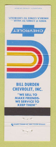 Matchbook Cover - Chevrolet Bill Durden Prattville AL