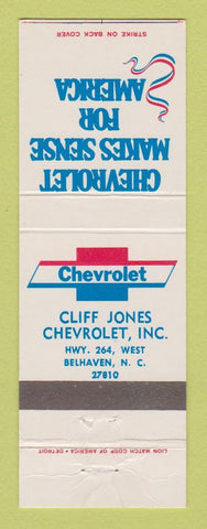 Matchbook Cover - Chevrolet Cliff Jones Belhaven NC