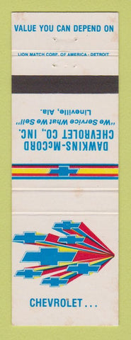 Matchbook Cover - Chevrolet Dawkins McCord Lineville AL WEAR