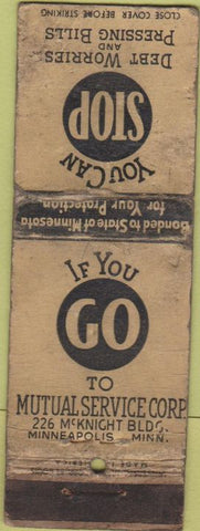 Matchbook Cover - Mutual Service Corp Minneapolis MN bank POOR