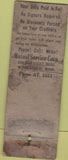 Matchbook Cover - Mutual Service Corp Minneapolis MN bank POOR