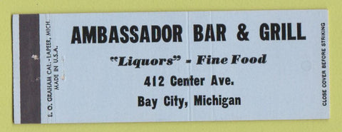 Matchbook Cover - Ambassador Bar Grill Bay City MI WEAr Full Length