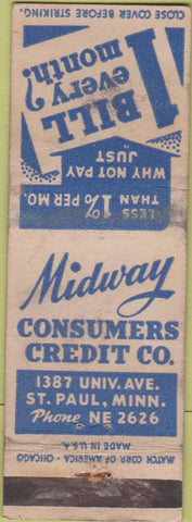 Matchbook Cover - Midway Consumers Credit Blue St Paul MN