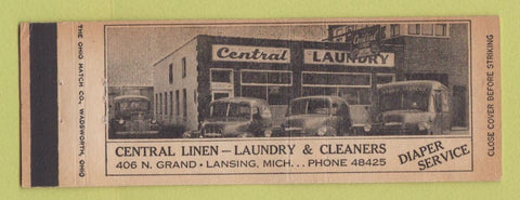 Matchbook Cover - Central Laundry Lansing MI Full Length
