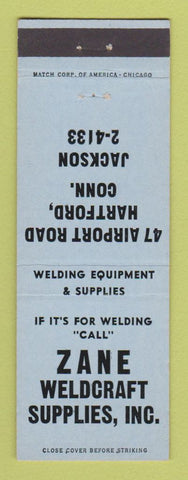 Matchbook Cover - Zane Weldcraft Welding Supply Hartford CT