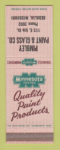Matchbook Cover - Pimbley Paint Glass Sedalia MO