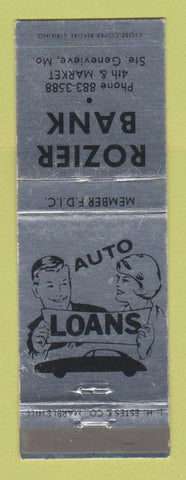 Matchbook Cover - Rozier Bank Ste Genevieve MO