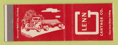 Matchbook Cover - Glenn Cartage Trucking Girard OH Pittsburgh PA Detroit MI