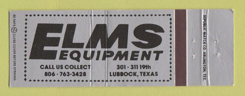 Matchbook Cover - Elms Equipment Lubbock TX Full Length
