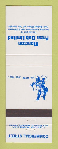 Matchbook Cover - Moncton Press Club NB
