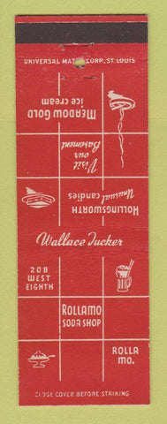 Matchbook Cover - Rollamo Soda Shop Rolla MO Meadow Gold Ice Cream