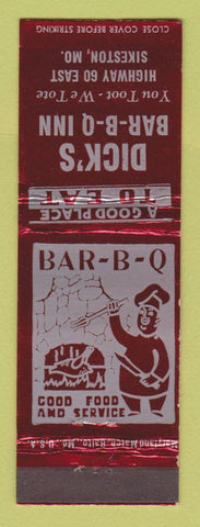 Matchbook Cover - Dick's BBQ Inn Sikeston MO