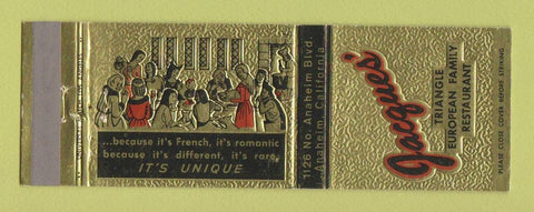 Matchbook Cover - Jacques' Restaurant Anaheim CA