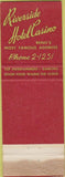 Matchbook Cover - Riverside Hotel Casino Reno NV