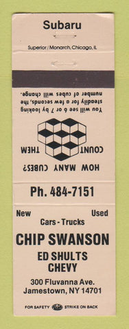 Matchbook Cover - Ed Shults Chevrolet Jamestown NY Subaru