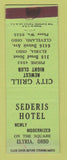 Matchbook Cover - Sederis Hotel Elyria OH City Grill