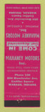 Matchbook Cover - Mahaney Motors Pontiac Cadillac Wabash IN