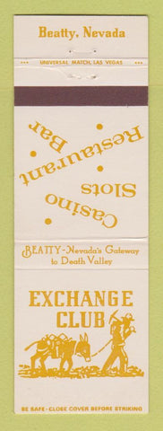 Matchbook Cover - Exchange Club Beatty NV casino